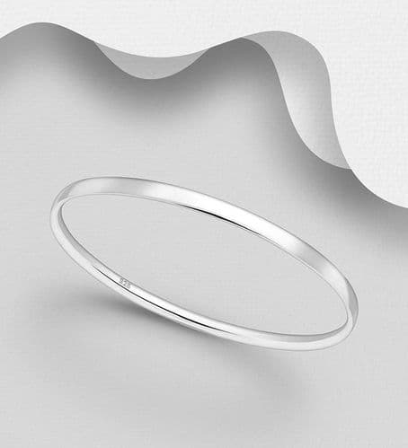 925 Sterling Silver Plain Classic Round Bangle